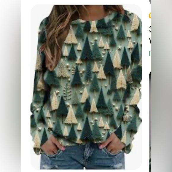 NEW Holiday/Winter 3D Printed Holiday Tree Sweater s - Picture 1 of 9